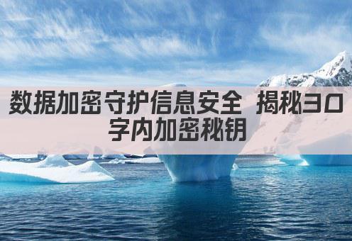 数据加密守护信息安全 揭秘30字内加密秘钥