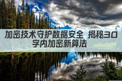 加密技术守护数据安全 揭秘30字内加密新算法 