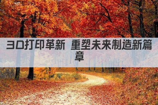3D打印革新 重塑未来制造新篇章