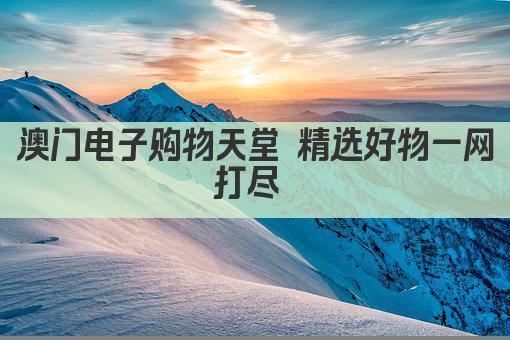 澳门电子购物天堂 精选好物一网打尽 