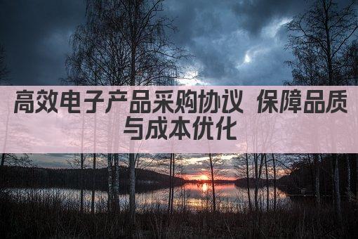 高效电子产品采购协议 保障品质与成本优化