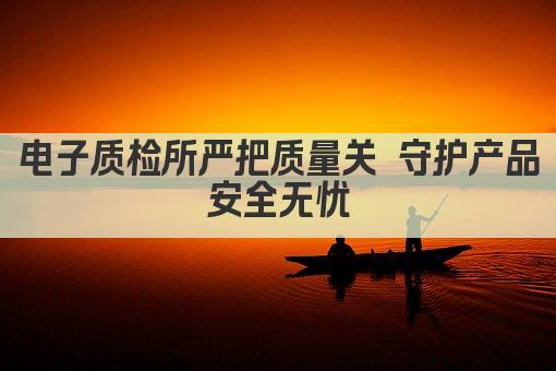 电子质检所严把质量关 守护产品安全无忧