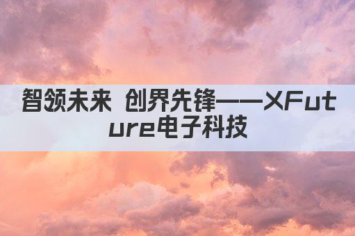 智领未来 创界先锋——XFuture电子科技