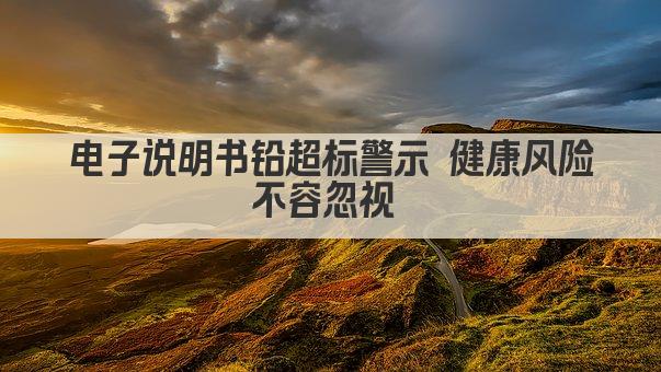 电子说明书铅超标警示 健康风险不容忽视 