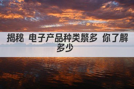 揭秘 电子产品种类繁多 你了解多少 