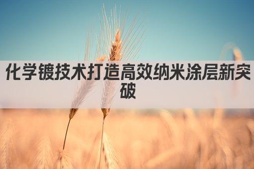 化学镀技术打造高效环保新工艺