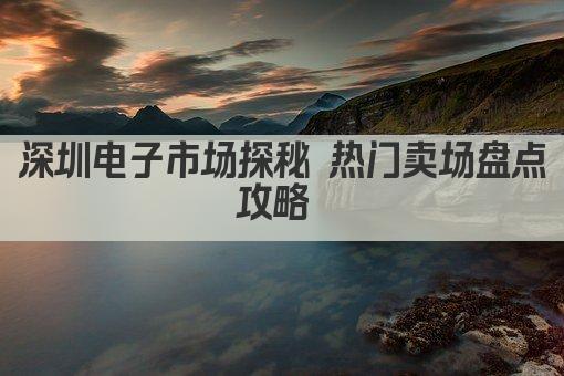 深圳电子市场探秘 热门卖场盘点攻略 