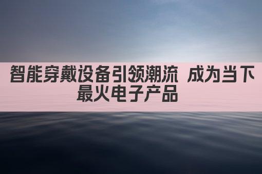 智能穿戴设备引领潮流 成为当下最火电子产品 