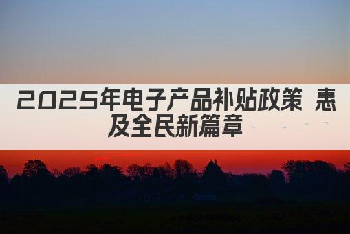 2025年电子产品补贴政策 惠及全民 创新升级新篇章