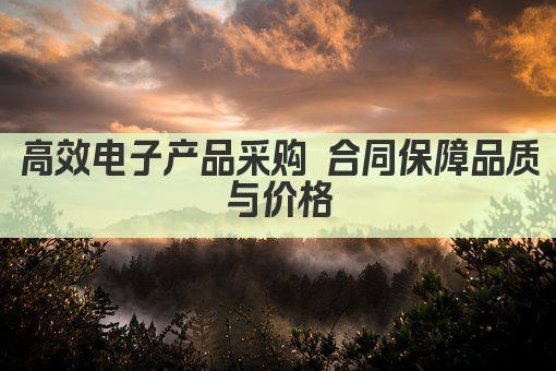 高效电子产品采购 合同保障品质与价格