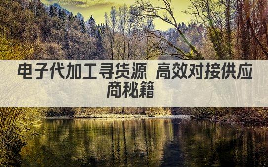 电子代加工寻货源 高效对接供应商秘诀 