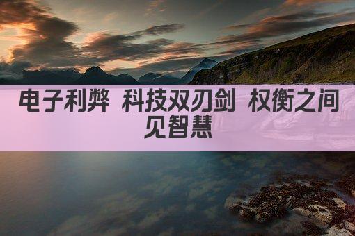 电子利弊 科技双刃剑 权衡之间见智慧