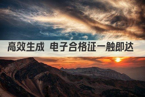 高效生成 电子合格证一触即达 