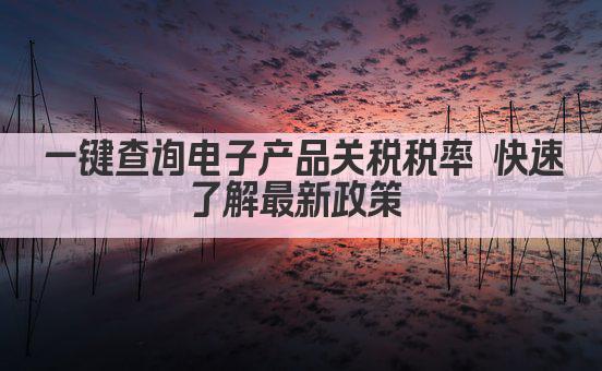 一键查询电子产品关税税率 快速了解最新政策 