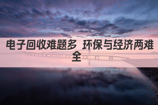 电子回收难题多 环保与经济两难全 