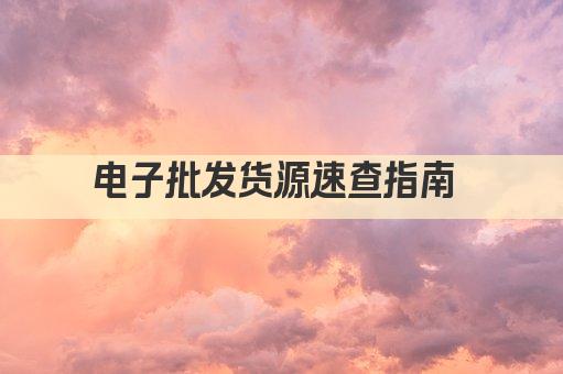 电子批发货源速查指南 