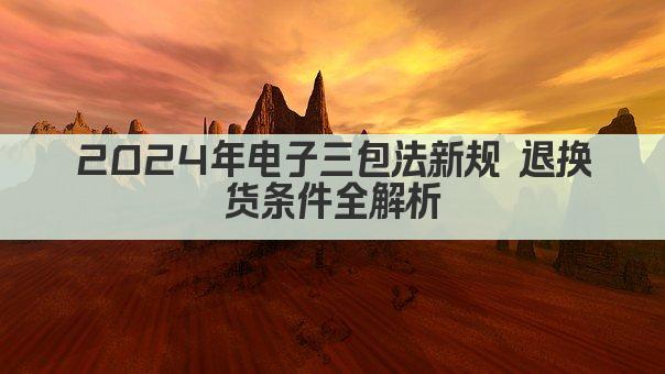 2024年电子三包法新规 退换货条件全解析