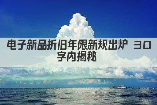 电子新品折旧年限新规出炉 30字内揭秘 