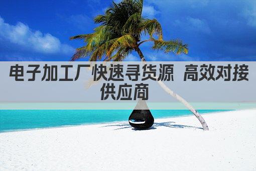 电子加工厂快速寻货源 高效对接供应商 