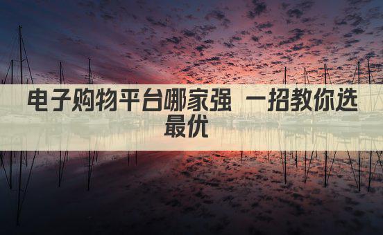 电子购物平台哪家强 一招教你选最优 