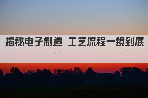 揭秘电子制造 工艺流程一镜到底 