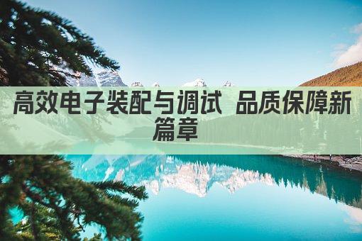 高效电子装配与调试 品质保障新篇章 