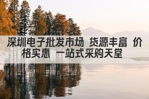 深圳电子批发市场 货源丰富 价格实惠 一站式采购天堂 