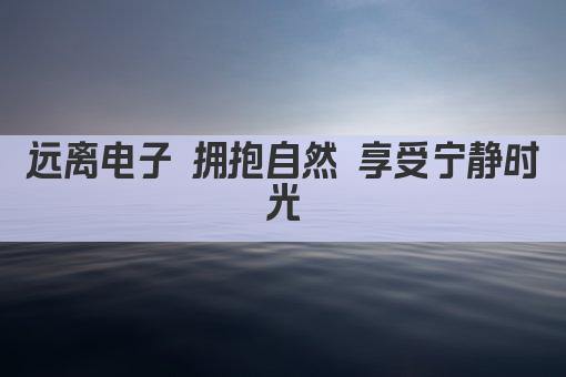 远离电子 拥抱自然 享受宁静时光